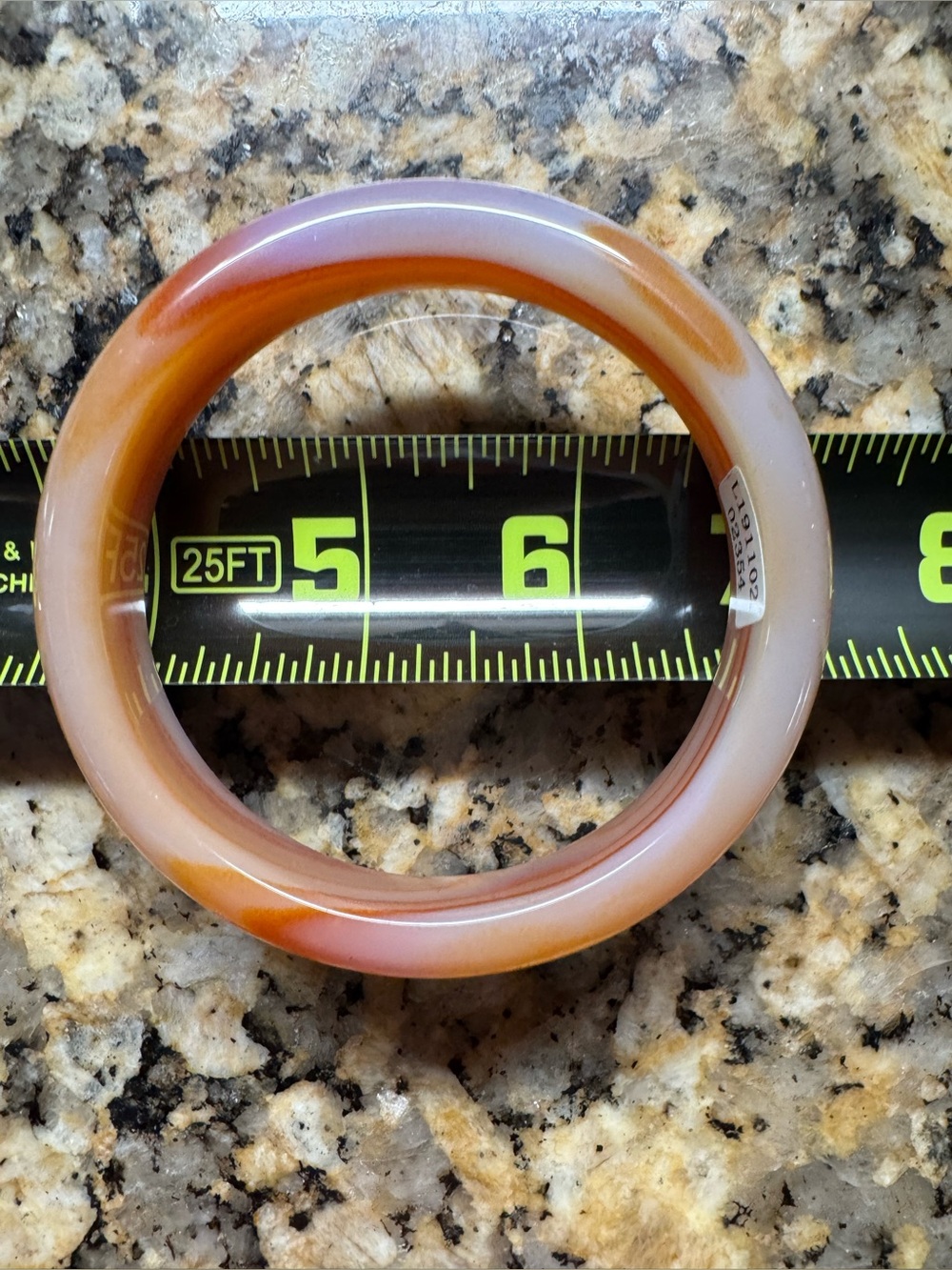 🌿 Natural Agate Stone Bangle Bracelet 55mm Pink Orange Cream Polished - Picture 5 of 6
